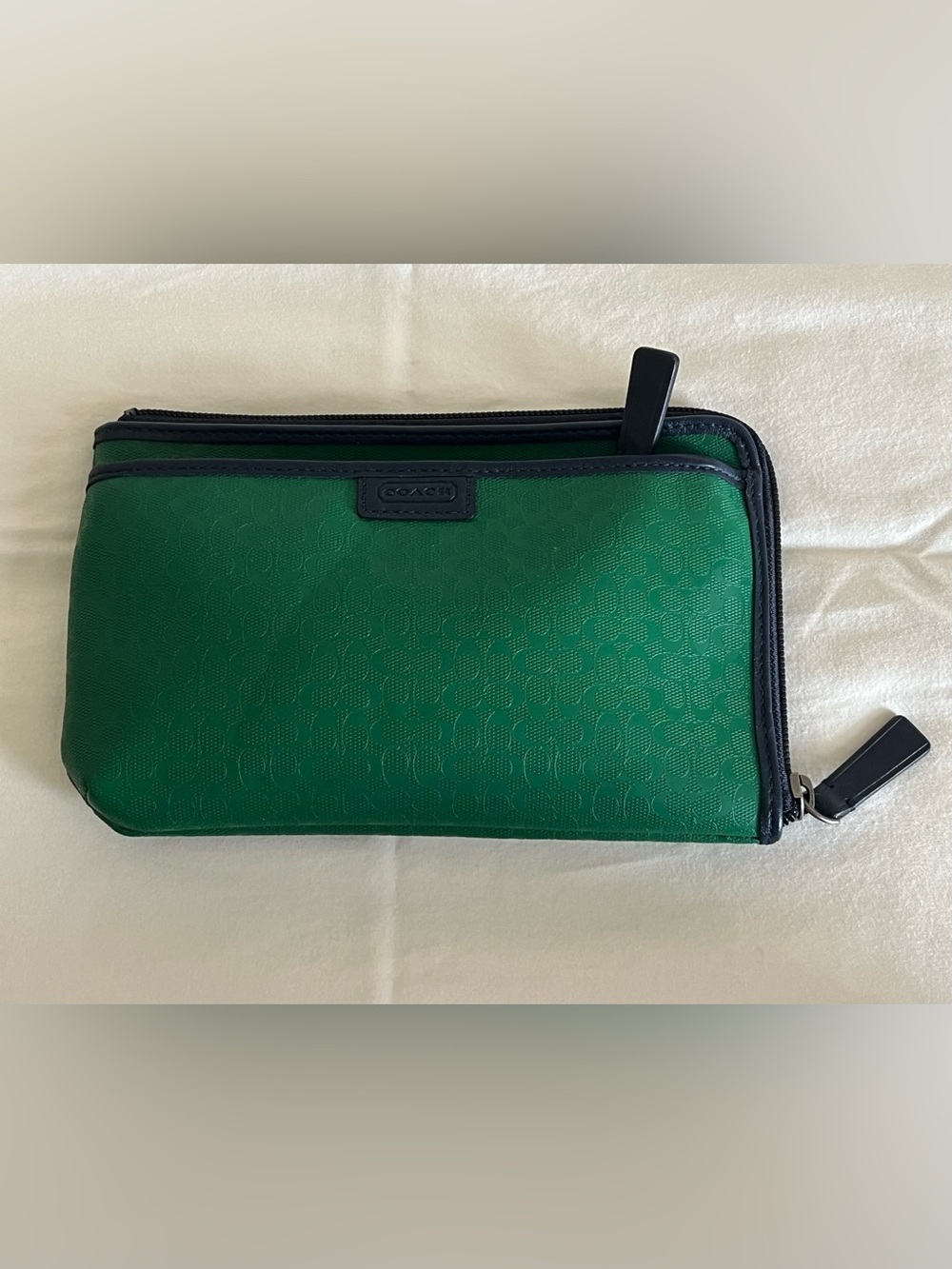 Coach Factory Heritage Signature PVC Multifunction Case Pouch Green Blue #F63657